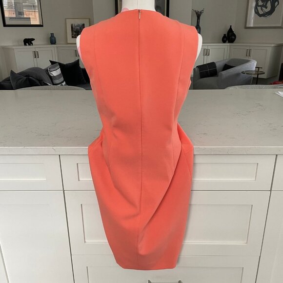 Boss Hugo Boss Sleeveless Round Neck Lined Midi Sheath Dress Peach Sz 6 - Picture 5 of 10